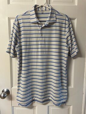 Peter Millar Summer Comfort striped golf polo shirt men’s size medium